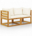 vidaXL 2-seater Garden Bench with Cream White Cushions (UK/IE/FI/NO only)