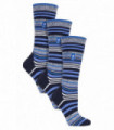 3 PACK LADIES HEAT HOLDERS ULTRA LITE SKI SOCKS (4-8 / Dark Blue Stripe)