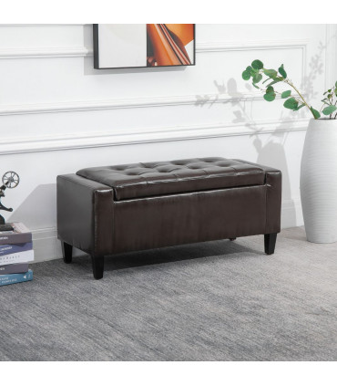 Deluxe PU Leather Storage Ottoman Bench Footrest Stool Large Storage Space