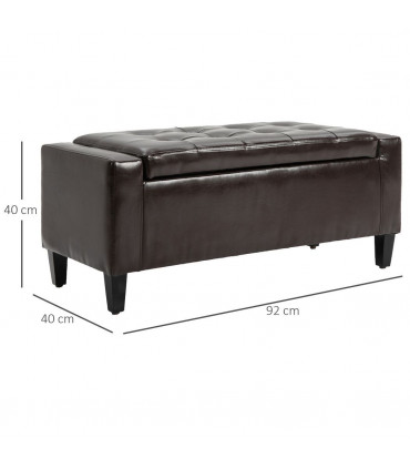 Deluxe PU Leather Storage Ottoman Bench Footrest Stool Large Storage Space