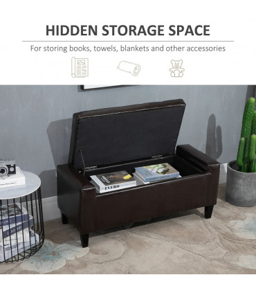 Deluxe PU Leather Storage Ottoman Bench Footrest Stool Large Storage Space