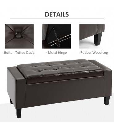 Deluxe PU Leather Storage Ottoman Bench Footrest Stool Large Storage Space