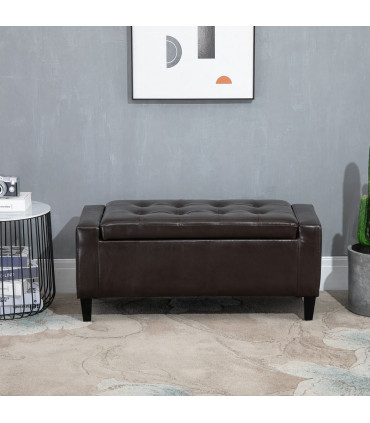 Deluxe PU Leather Storage Ottoman Bench Footrest Stool Large Storage Space