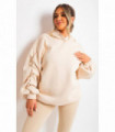 Fall Winter Oversized Ruched Sleeves Hoodie