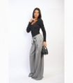 High Waist Belted Wide Leg Trouser