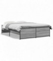 vidaXL Bed Frame Grey Sonoma 140x190 cm Engineered Wood and Metal
