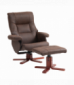 HOMCOM Recliner Chair with Footstool, Backrest Adjustable, Armchair, Brown