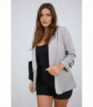 Ruched Sleeve Open Front Blazer Jacket with Front Pockets