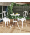 3 Piece Bistro Set Cast Aluminium White