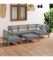 6 Piece Garden Lounge Set Solid Pinewood Grey