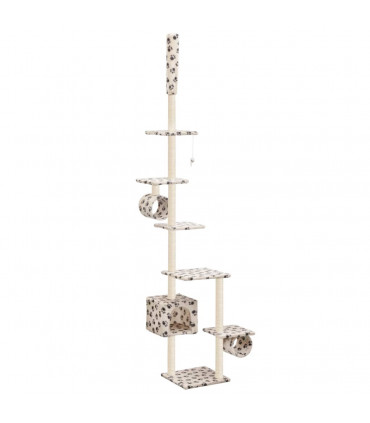 Cat Tree with Sisal Scratching Posts 260 cm Beige Paw Prints