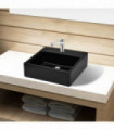 Ceramic Bathroom Sink Basin with Faucet Hole Black Square