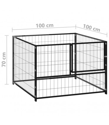 Dog Kennel Black 100x100x70 cm Steel