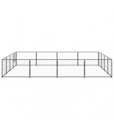 Dog Kennel Black 16 m² Steel