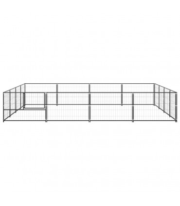 Dog Kennel Black 16 m² Steel