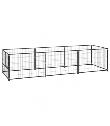 Dog Kennel Black 3 m² Steel