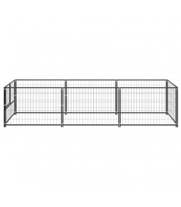 Dog Kennel Black 3 m² Steel