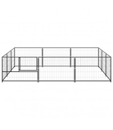 Dog Kennel Black 9 m² Steel