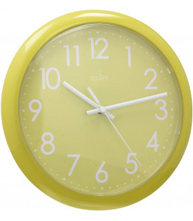 Wall Clock Lime Green 25.5cm Glass Plastic Quartz Modern Home Office Study