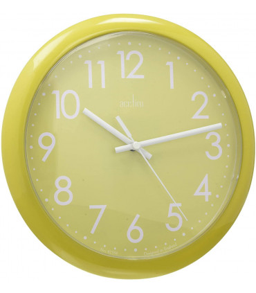 Wall Clock Lime Green 25.5cm Glass Plastic Quartz Modern Home Office Study