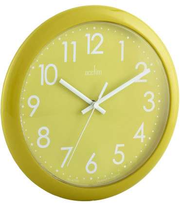 Wall Clock Lime Green 25.5cm Glass Plastic Quartz Modern Home Office Study