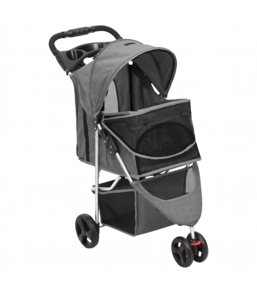 Folding Dog Stroller Grey 80x46x98 cm Oxford Fabric