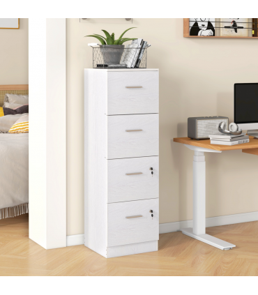 HOMCOM 4 Drawer File Cabinet Locking Filing Cabinet for A4, Ash Wood-Effect