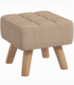 HOMCOM Modern Footstool, Fabric Foot Rest with Rubber Wood Legs, Brown
