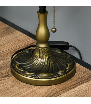 HOMCOM Stained Glass Table Lamp, for Bedroom Bedside, Bulb not Included