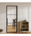 Interior Door ESG Glass and Aluminium 83x201.5 cm Black