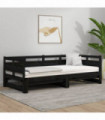Pull-out Day Bed Black Solid Wood Pine 2x(80x200) cm