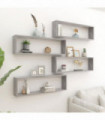 vidaXL Wall Cube Shelf 4 pcs Concrete Grey 100x15x30 cm Engineered Wood