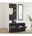vidaXL 3-in-1 Shoe Cabinet Set Black Engineered Wood