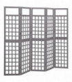 vidaXL 5-Panel Room Divider/Trellis Solid Fir Wood Grey 201.5x180 cm
