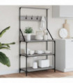 vidaXL Baker's Rack with Hooks 4-Tier Grey Sonoma Engineered Wood