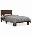 vidaXL Bed Frame Brown Oak 75x190 cm Small Single Engineered Wood and Metal
