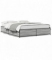 vidaXL Bed Frame Grey Sonoma 150x200 cm King Size Engineered Wood and Metal