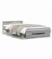 vidaXL Bed Frame with Drawer Grey Sonoma 100x200 cm Engineered Wood