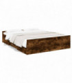 vidaXL Bed Frame with Drawers Smoked Oak 160x200 cm Engineered Wood