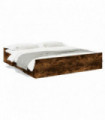 vidaXL Bed Frame with Drawers Smoked Oak 200x200 cm Engineered Wood