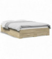 vidaXL Bed Frame with Drawers Sonoma Oak 120x190 cm Small Double Engineered Wood