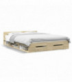 vidaXL Bed Frame with Drawers Sonoma Oak 140x200 cm Engineered Wood