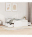 vidaXL Bed Frame with Drawers White 120x190 cm Small Double Solid Wood Pine