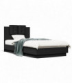 vidaXL Bed Frame with Headboard Black 90x190 cm Single Engineered Wood