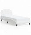 vidaXL Bed Frame with Headboard White 100x200 cm Faux Leather