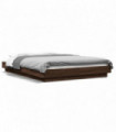 vidaXL Bed Frame with LED Lights Brown Oak 135x190cm Engineered Wood