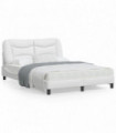 vidaXL Bed Frame with LED Lights White 140x200 cm Faux Leather