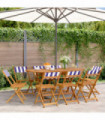 vidaXL Folding Garden Chairs 8 pcs Blue and White Fabric and Solid Wood