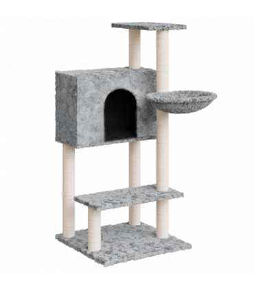 Cat Tree with Sisal Scratching Posts Light Grey 108.5 cm