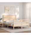 vidaXL Bed Frame with Headboard Small Double Solid Wood